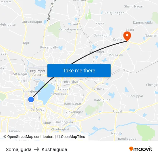 Somajiguda to Kushaiguda map