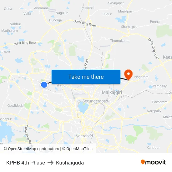 KPHB 4th Phase to Kushaiguda map