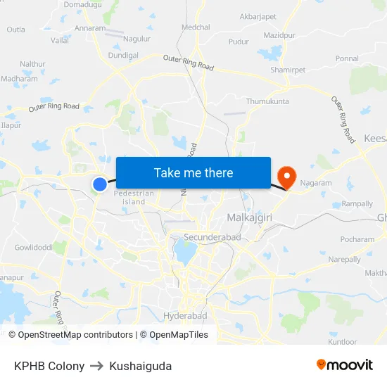 KPHB Colony to Kushaiguda map