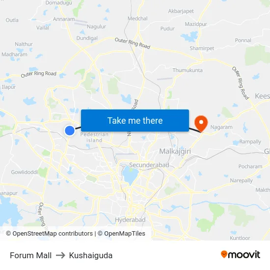 Forum Mall to Kushaiguda map