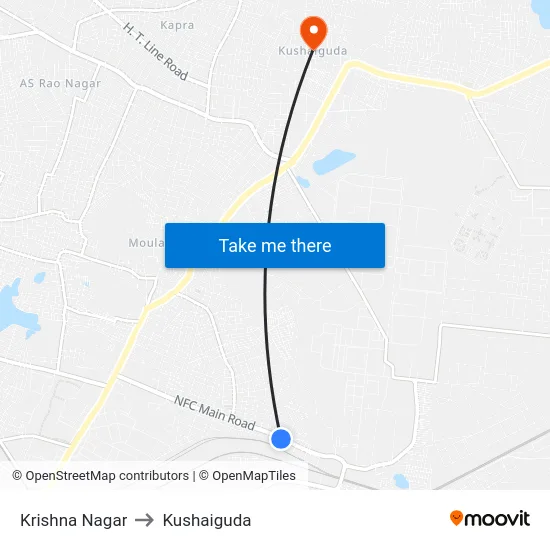 Krishna Nagar to Kushaiguda map