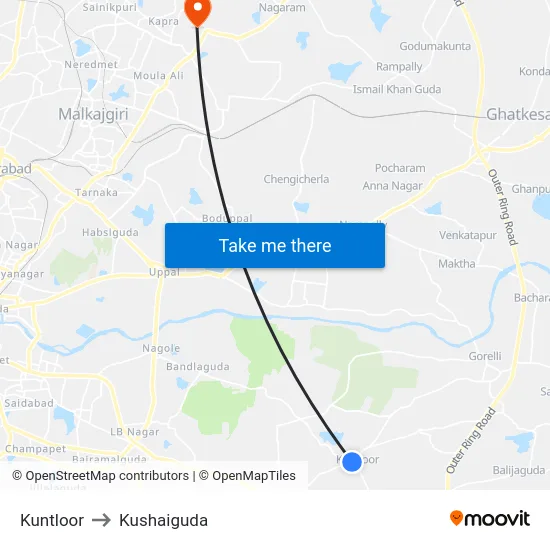 Kuntloor to Kushaiguda map