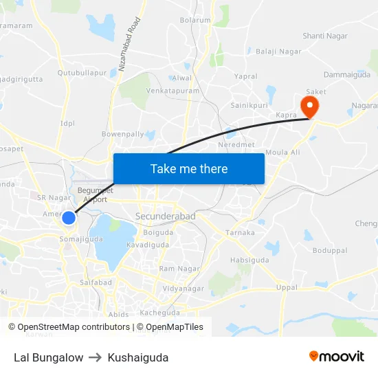 Lal Bungalow to Kushaiguda map