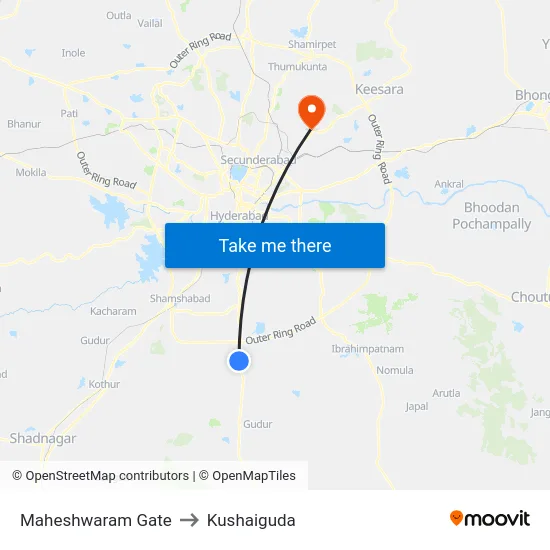 Maheshwaram Gate to Kushaiguda map