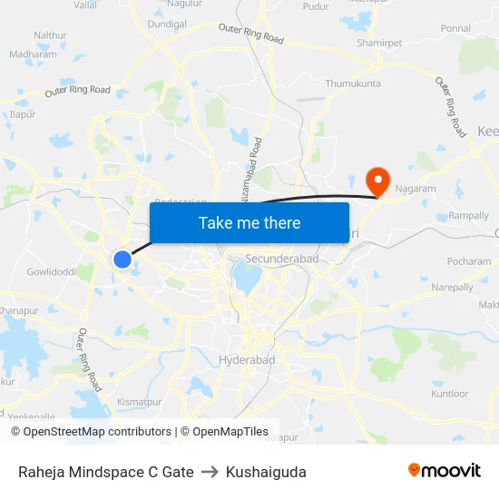 Raheja Mindspace C Gate to Kushaiguda map