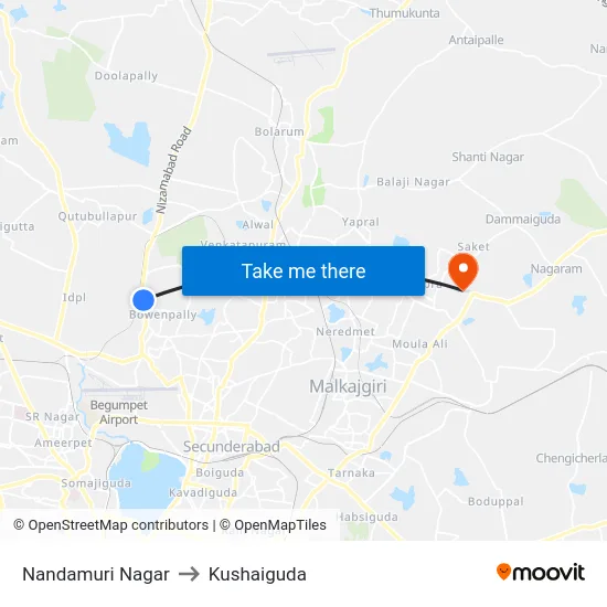 Nandamuri Nagar to Kushaiguda map