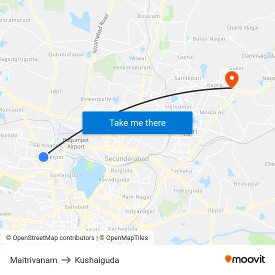 Maitrivanam to Kushaiguda map