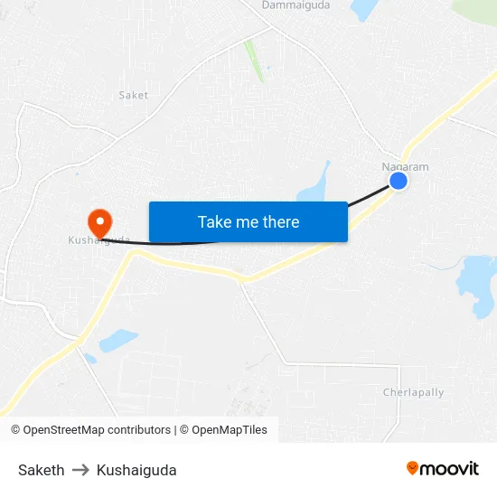 Saketh to Kushaiguda map