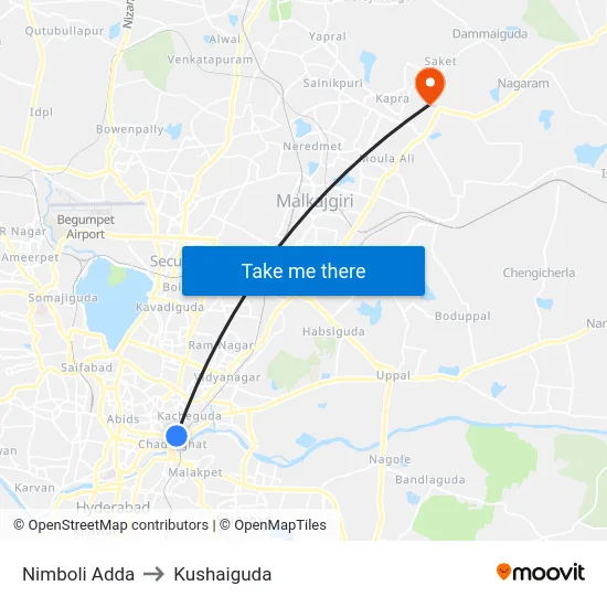 Nimboli Adda to Kushaiguda map