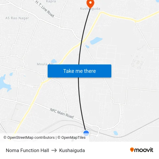 Noma Function Hall to Kushaiguda map