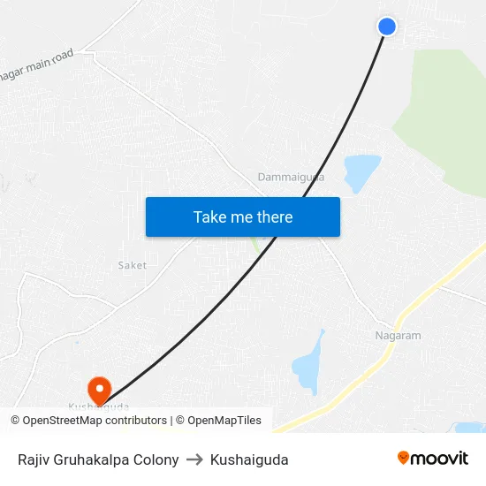 Rajiv Gruhakalpa Colony to Kushaiguda map