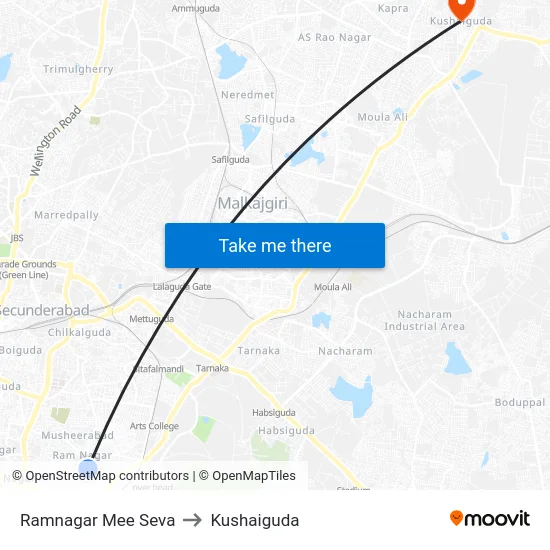 Ramnagar Mee Seva to Kushaiguda map