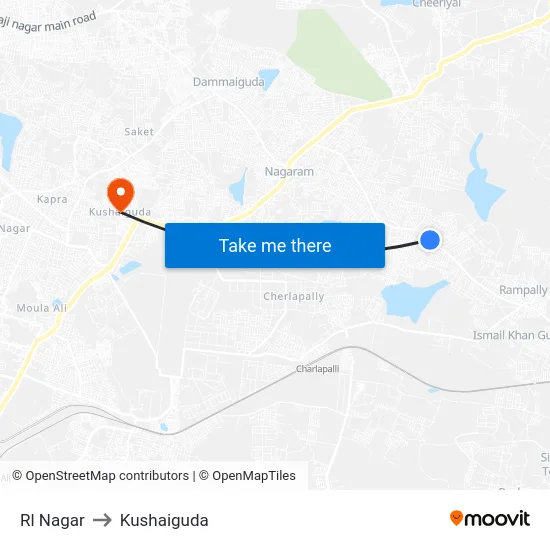 Rl Nagar to Kushaiguda map