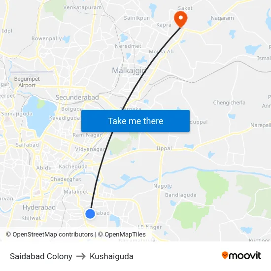 Saidabad Colony to Kushaiguda map