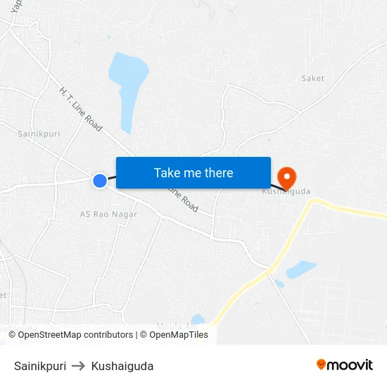 Sainikpuri to Kushaiguda map