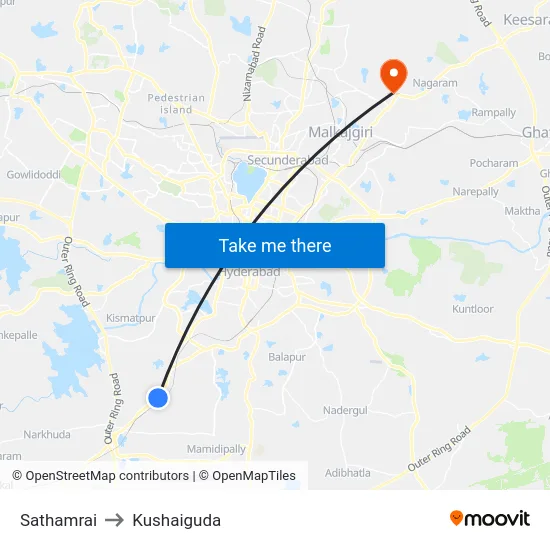 Sathamrai to Kushaiguda map