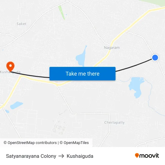Satyanarayana Colony to Kushaiguda map
