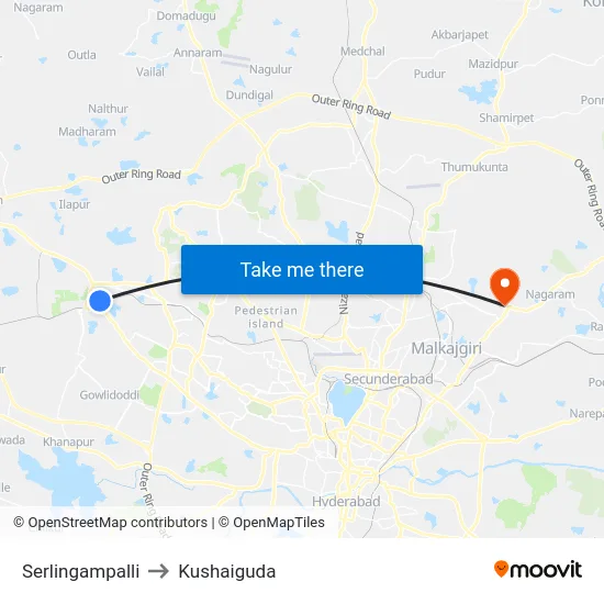 Serlingampalli to Kushaiguda map