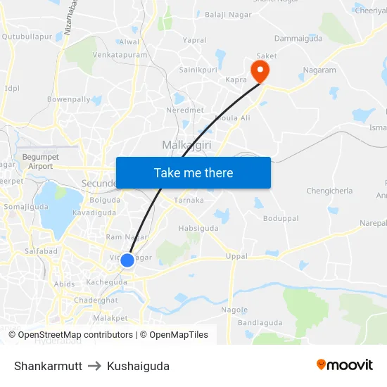 Shankarmutt to Kushaiguda map