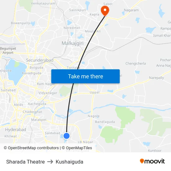Sharada Theatre to Kushaiguda map