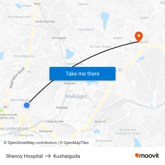 Shenoy Hospital to Kushaiguda map