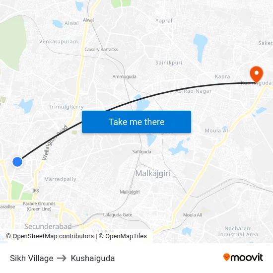 Sikh Village to Kushaiguda map