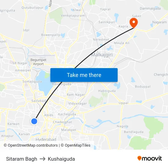 Sitaram Bagh to Kushaiguda map