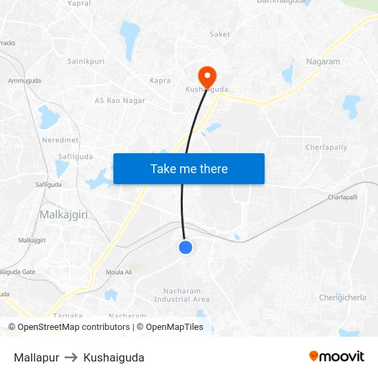 Mallapur to Kushaiguda map