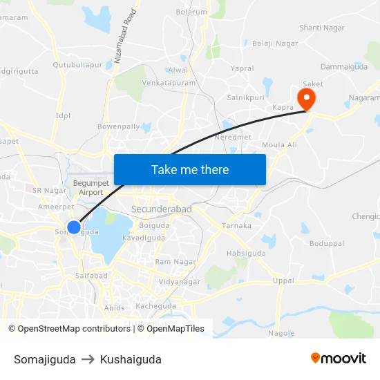 Somajiguda to Kushaiguda map