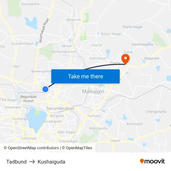 Tadbund to Kushaiguda map