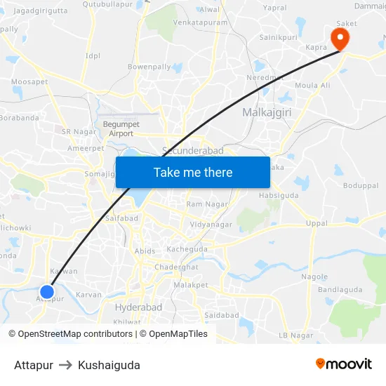 Attapur to Kushaiguda map