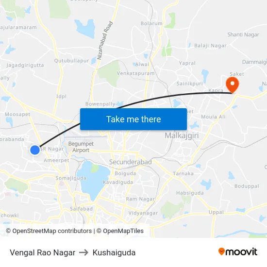 Vengal Rao Nagar to Kushaiguda map