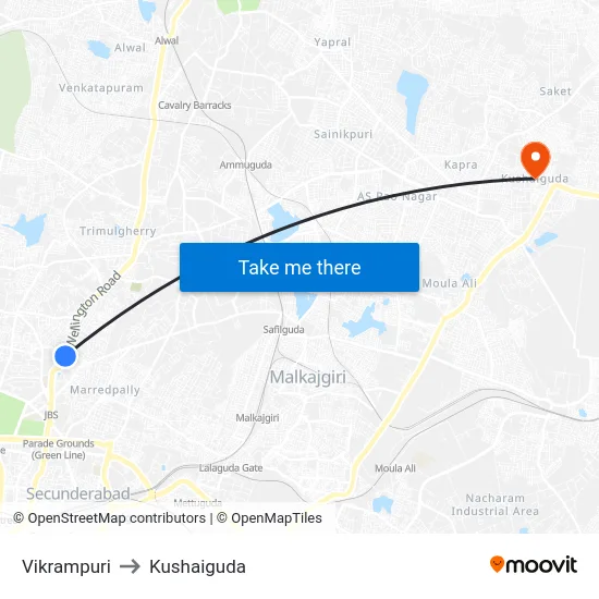 Vikrampuri to Kushaiguda map