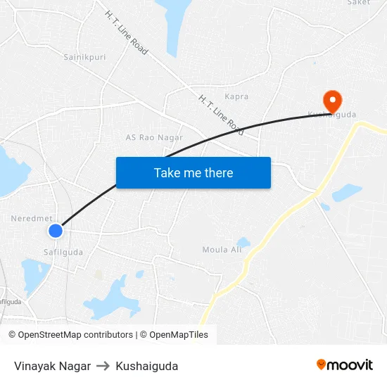 Vinayak Nagar to Kushaiguda map
