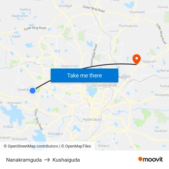 Nanakramguda to Kushaiguda map