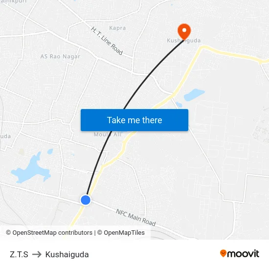 Z.T.S to Kushaiguda map
