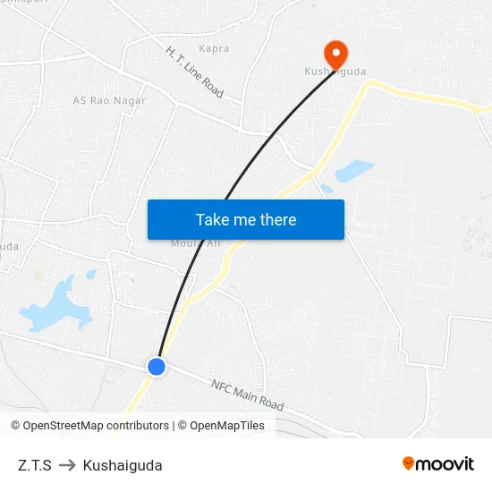 Z.T.S to Kushaiguda map