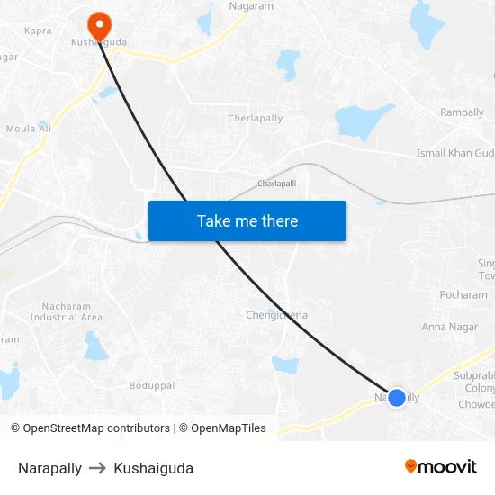 Narapally to Kushaiguda map