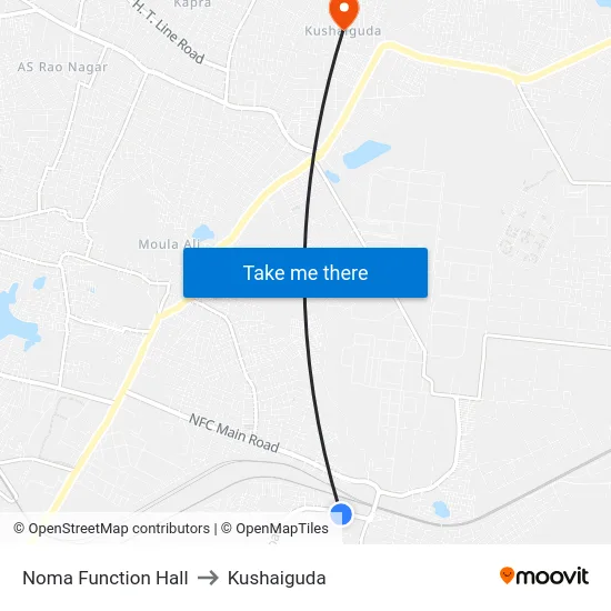 Noma Function Hall to Kushaiguda map