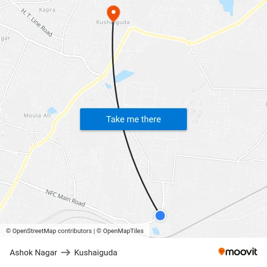 Ashok Nagar to Kushaiguda map