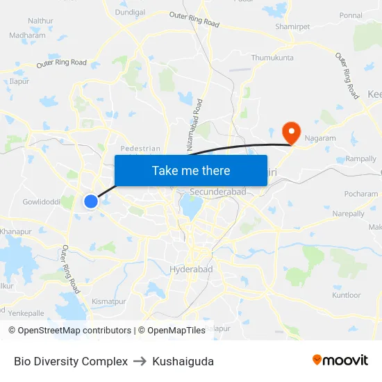 Bio Diversity Complex to Kushaiguda map