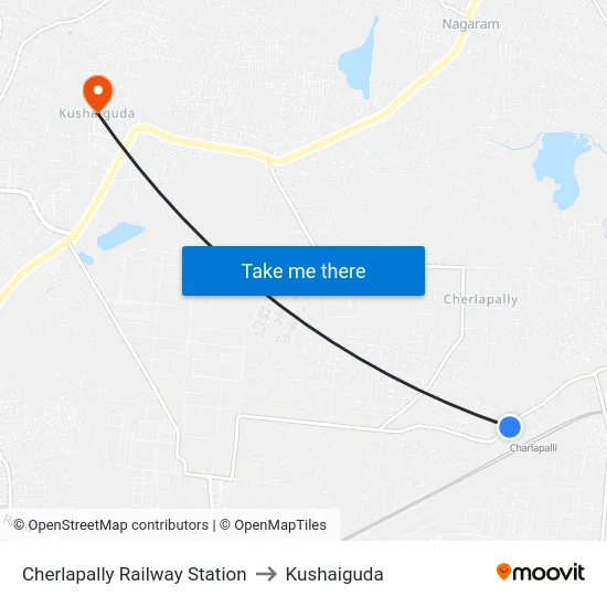 Cherlapally Railway Station to Kushaiguda map