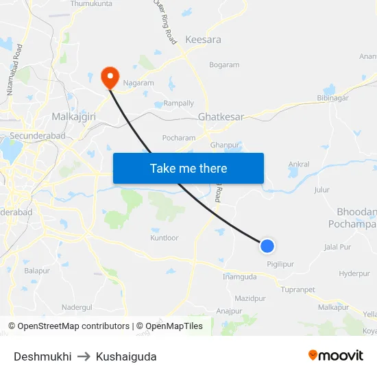 Deshmukhi to Kushaiguda map