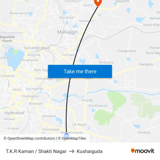 T.K.R Kaman / Shakti Nagar to Kushaiguda map