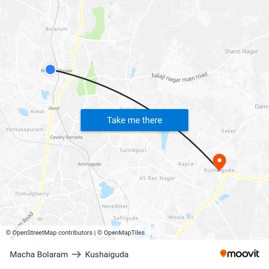 Macha Bolaram to Kushaiguda map