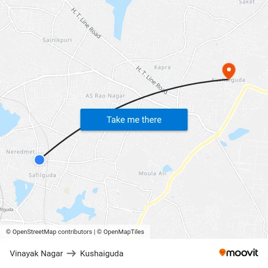 Vinayak Nagar to Kushaiguda map