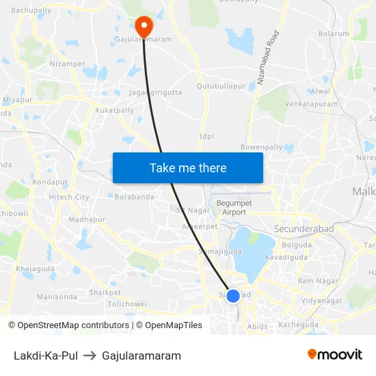 Lakdi-Ka-Pul to Gajularamaram map