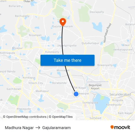 Madhura Nagar to Gajularamaram map