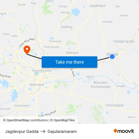 Jagdevpur Gadda to Gajularamaram map