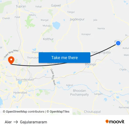 Aler to Gajularamaram map